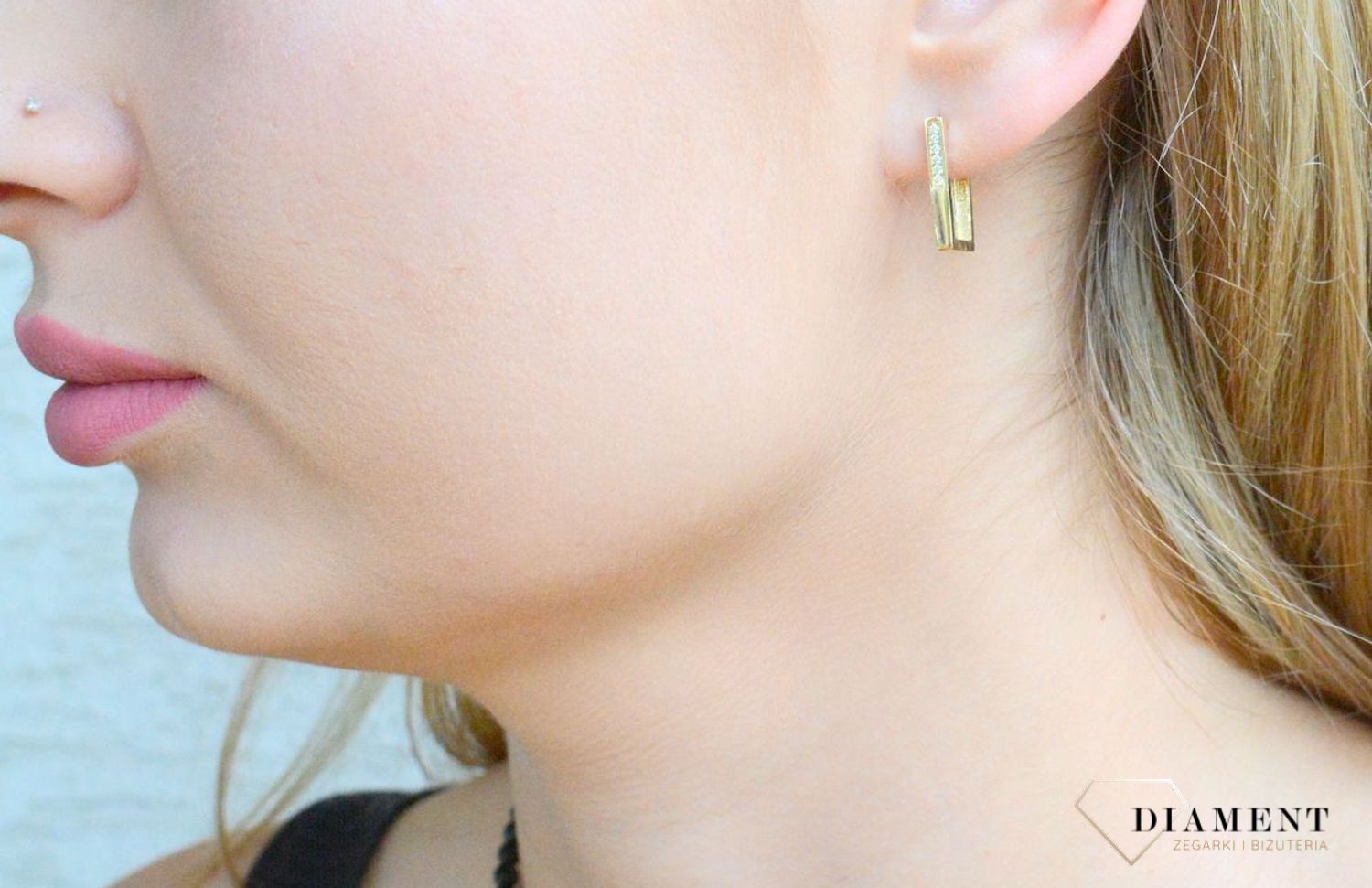 Złote kolczyki 585 wiszące prostokąty KL 11990.jpg